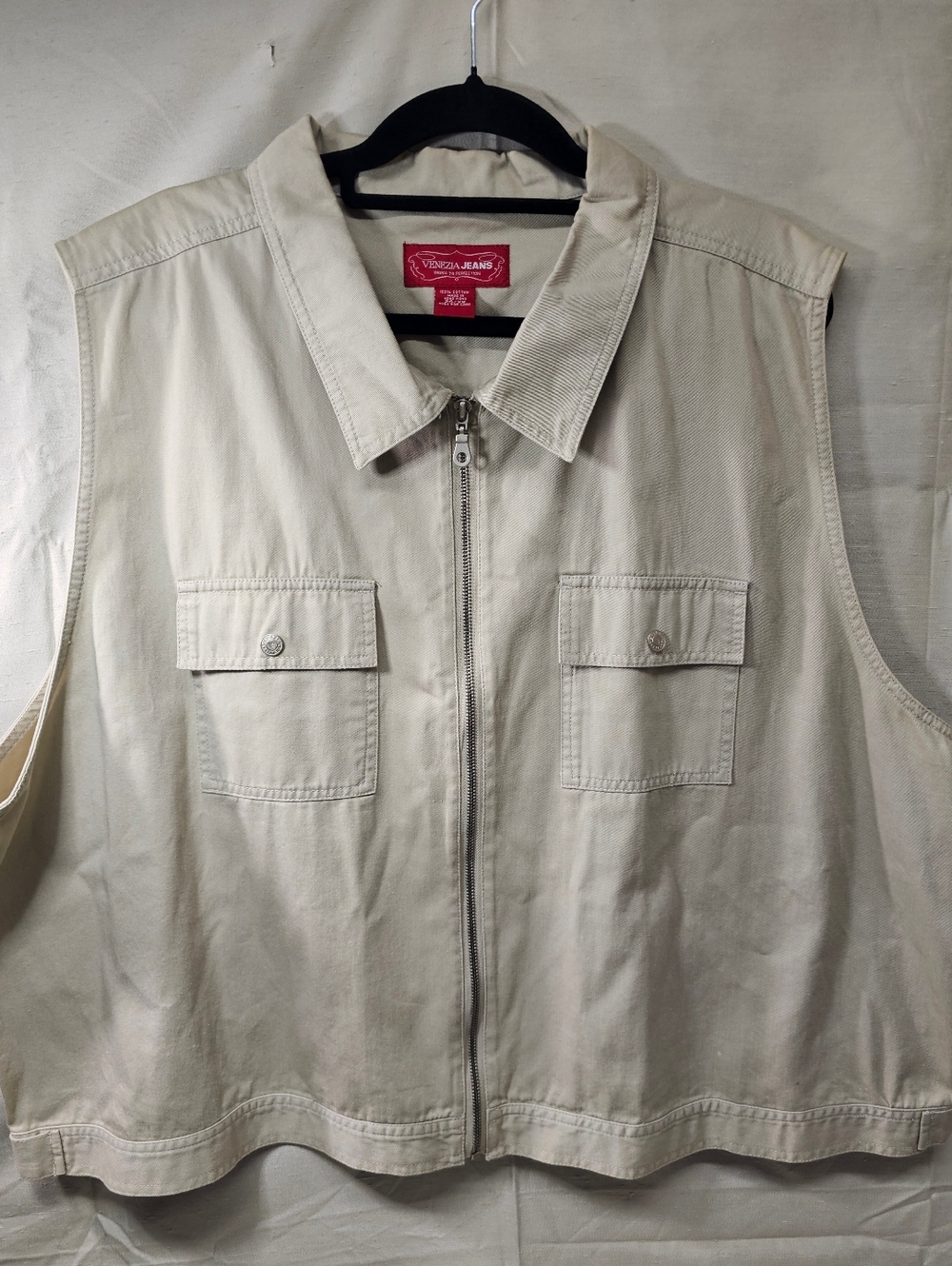 Lane Bryant Women's Venezia Jeans Beige Zip Up Vest Size 26/28